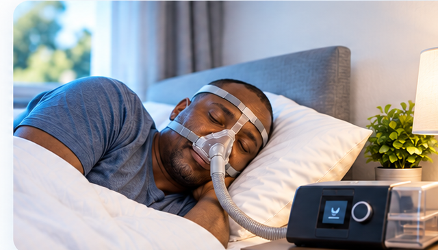Patient using CPAP therapy at home
